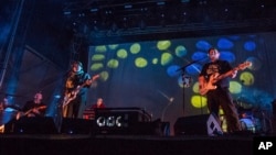 John Baldwin Gourley, left, and Zachary Scott Carothers of Portugal. The Man perform at the Austin City Limits Music Festival at Zilker Park on Oct. 15, 2017, in Austin, Texas. 