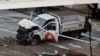 Police tape rests on a damaged Home Depot truck sits after a motorist drove onto a bike path near the World Trade Center memorial, striking and killing several people, Oct. 31, 2017, in New York. 