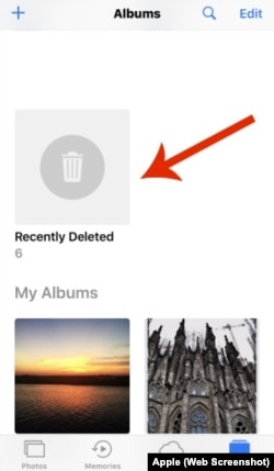 Recently Deleted iPhone Album
