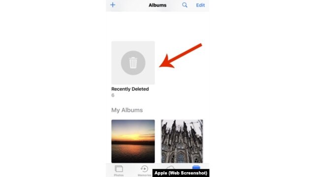 Álbum de iPhone eliminado recientemente