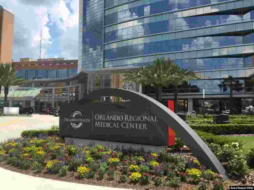 The Orlando Regional Medical Center hospital where many victims of a fatal shooting at nearby Pulse Orlando nightclub in Orlando, Fla., were taken, June 14, 2016. 