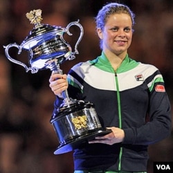 Kim Clijsters, juara bertahan Australia Open setelah mengalahkan Li Na di final tahun lalu.