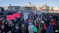 Protesti na Trafalgar skveru u Londonu, 21. januar 2017.