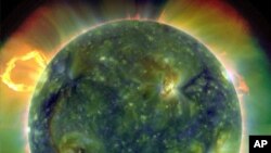 A full-disk multiwavelength extreme ultraviolet image of the sun taken by the Solar Dynamics Observatory or SDO, 30 Mar 2010
