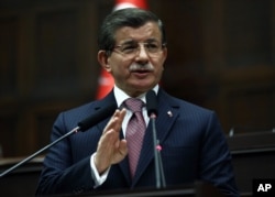 FILE - Turkish Prime Minister Ahmet Davutoglu