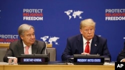 پرزیدنت ترامپ در کنار آنتونیو گوترش، دبیرکل سازمان ملل متحد