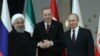 Les présidents turc Recep Tayyip Erdogan, russe Vladimir Poutine et iranien Hassan Rohani à Ankara, le 4 avril 2018.