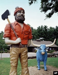 Paul Bunyan, a folklore giant lumberjack of unusual skill, and his companion, Babe the Blue Ox, were first introduced in 1916 in a logging company’s advertising campaign.