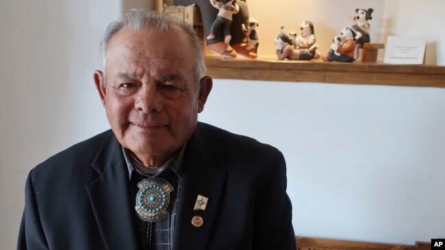 All Pueblo Council of Governors Chairman E. Paul Torres poses after a gathering of tribal leaders, March 21, 2019, in Acoma Pueblo, in New Mexico. Native American leaders are calling on U.S. officials to prevent oil and gas exploration around Chaco Culture National Historical Park.