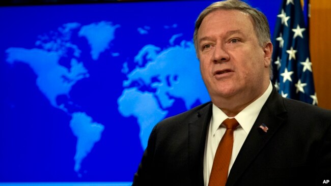 Ngoại trưởng Mike Pompeo phát biểu nhân dịp công bố “Báo cáo Nhân quyền Các nước” tại Bộ Ngoại giao Mỹ ở Washington, ngày 13/3/2019.