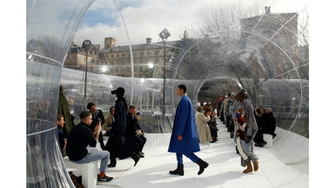 FILE - In this Feb. 26, 2020 file photo, models wear creations for the Kenzo fashion collection during Women's fashion week Fall/Winter 2020/21 presented in Paris. (AP Photo/Thibault Camus, File)