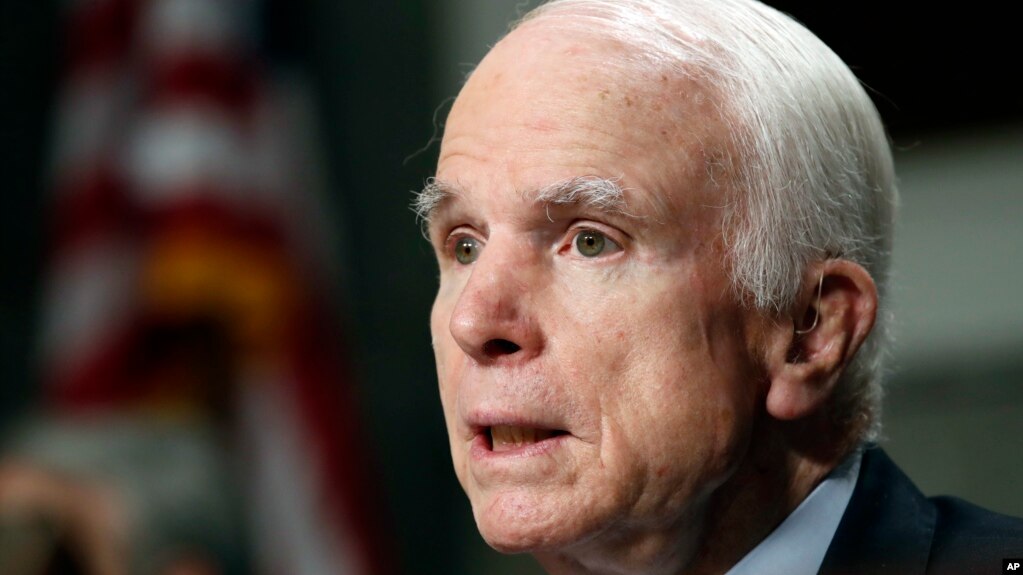FILE - Sen. John McCain, R-Ariz., on Capitol Hill in Washington, June 13, 2017..