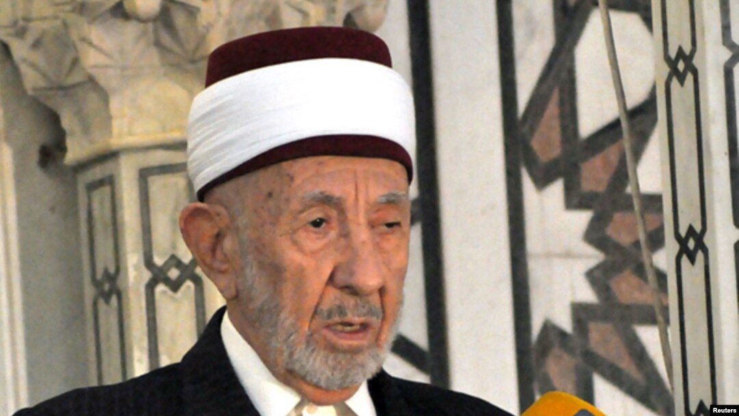 FILE-Syrian cleric Mohammed al-Buti speaking at a mosque.