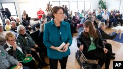 Democratic presidential candidate Sen. Amy Klobuchar, D-Minn., speaks during a meet and greet with local residents in Cedar Rapids, Iowa, March 17, 2019. 