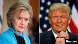 美國共和黨總統候選人川普(右)和民主黨候選人希拉里克林頓(左)相互抨擊。