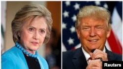 U.S. Democratic presidential candidate Hillary Clinton (L) and Republican U.S. presidential candidate Donald Trump (R) in Los Angeles, California on May 5, 2016 and in Eugene, Oregon, U.S. on May 6, 2016 respectively. 