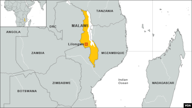 A map of Malawi shows its border with Tanzania to its northeast.