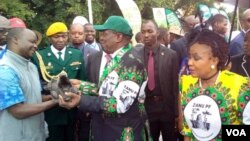 President Emmerson Mnangagwa with members of his Zanu PF party.