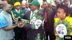 President Emmerson Mnangagwa with members of his Zanu PF party.