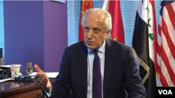 FILE - Zalmay Khalilzad, a former U.S. ambassador to Afghanistan, Iraq and the U.N., speaks to VOA’s Afghan service in Washington, March 30, 2017. It was announced Sept. 4, 2018, that he has been named a special adviser on seeking reconciliation in Afghanistan.