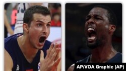 Košarkaški reprezentativci Srbije i SAD-a Nemanja Bjelica i Herison Barns (Foto: AP)