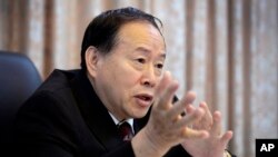 Han Song Ryol, director-general of the department of U.S. affairs at North Korea's Foreign Ministry speaks during an interview with The Associated Press on June 24, 2016, in Pyongyang, North Korea.