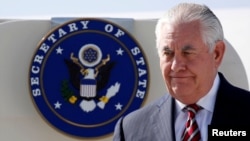 U.S. Secretary of State Rex Tillerson arrives at Djibouti-Ambouli International Airport in Djibouti, March 9, 2018. 