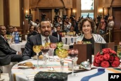 Abiy Ahmed, prime minister of Ethiopia, and Audrey Azoulay, UNESCO’s director-general, attend the Guillermo Cano World Press Freedom Prize ceremony in Addis Ababa, Ethiopia, May 2, 2019. The ceremony, hosted by the Ethiopian government, was one of several World Press Freedom Day events organized by UNESCO in Ethiopia’s capital city.