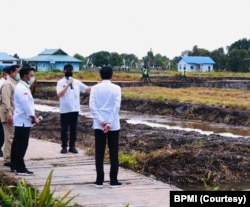 Presiden Jokowi meninjau pengembangan lumbung pangan nasional di Kabupaten Kapuas, Kalimantan Tengah, Kamis, 9 Juli 2020. (Foto: Courtesy/BPMI)