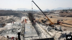 The construction of the dam in Asosa region Ethiopia, Apr. 2, 2013. Ethiopia started to divert the flow of the Blue Nile river to construct a giant dam, according to its state media, in a move that could impact the Nile-dependent Egypt.