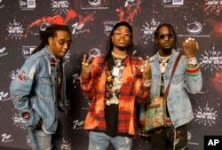 Migos at New Era's Super Bowl party 'Planet New Era,' Feb. 3, 2017, in Houston.