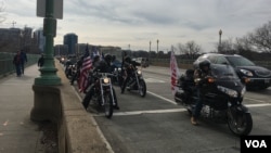 About 200 members of Bikers for Trump participated in an organized ride that began about 30 minutes outside Washington, in Dale City, Virginia, Jan. 19, 2017. (J. Fatzick/VOA)