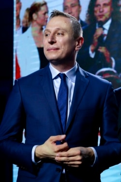 FILE - Polish Senator Krzysztof Brejza is pictured on the night of parliamentary elections on Oct. 13, 2019.