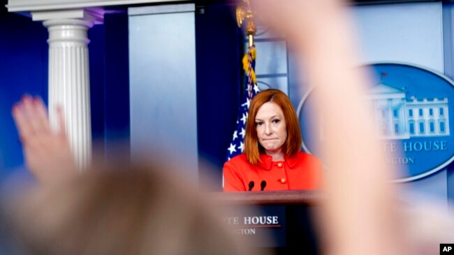 White House press secretary Jen Psaki takes a question from a reporter at a press briefing at the White House in Washington, Sept. 15, 2021.