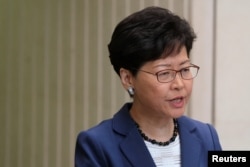 Hong Kong Chief Executive Carrie Lam attends a news conference in Hong Kong, June 10, 2019.