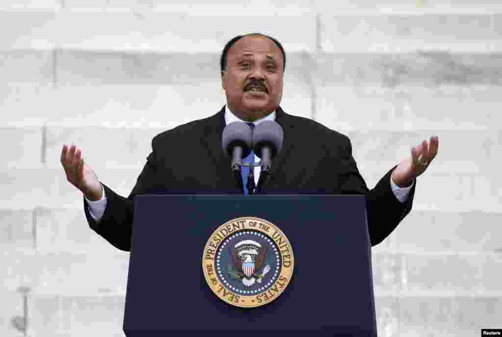 Martin Luther King III speaks during a ceremony marking the 50th anniversary of his father Martin Luther King, Jr.&#39;s &quot;I Have a Dream&quot; speech on the steps of the Lincoln Memorial in Washington, August 28, 2013.&nbsp;