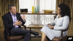 ທ່ານ Lance Armstrong ໃຫ້ສໍາພາດກັບ ທ່ານນາງ Oprah Winfrey ໃນວັນທີ 14 ມັງກອນ 2013