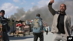 Afghan security forces respond to a suicide attack in Kabul, Afghanistan, March 1, 2017.