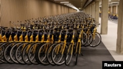 Hundreds of public bicycles are seen in the world's largest bike parking garage in Utrecht, Netherlands, Aug. 21, 2017. 