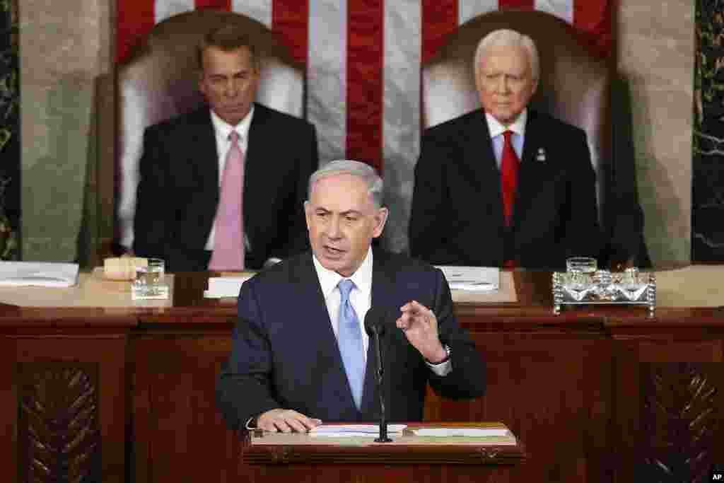 Israeli Prime Minister Benjamin Netanyahu speaks before a joint meeting of Congress on Capitol Hill in Washington, March 3, 2015.