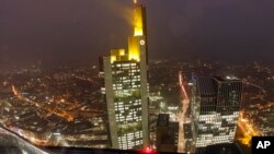 The Commerzbank headquarters photographed in Frankfurt, Germany, Oct. 30, 2014. 