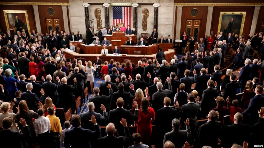 Tân Hạ viện Mỹ trong ngày nhóm họp đầu tiên hôm 3/1/2019.