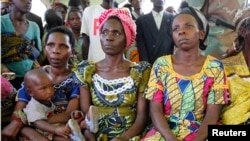 Women from a camp for displaced people in Kitchanga, in eastern Democratic Republic of Congo.