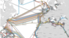 Undersea fiber-optic cables carry the bulk of intercontinental Internet traffic. (Courtesy Telegeography.com)