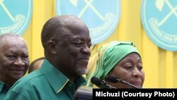 Mgombea rais wa CCM Jhon Magufuli na mgombea mwenza Samia Suluhu Hassan