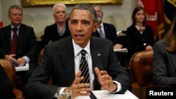 바락 오바마 미국 대통령이 지난달 백악관에서 열린 각료회의에서 발언하고 있다. (자료사진)