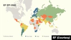 EF EPI 2020 World Proficiency Map