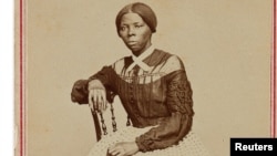 A Civil War-period carte-de-visite album with 48 photographs, including a previously unrecorded image of Harriet Tubman, is up for auction at Swann Auction, as seen in this undated handout photo.
