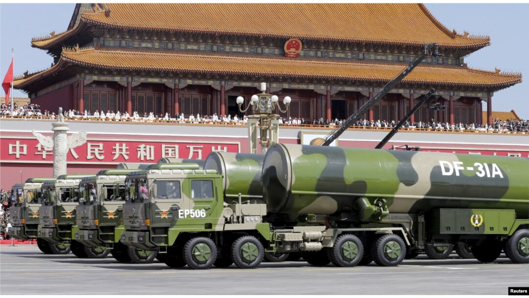 Tên lửa tầm xa DF-31A trong buổi diễu hành tại Bắc Kinh dịp kỷ niệm 70 năm kết thúc chiến tranh thế giới thứ 2.
