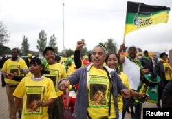 African National Congress (ANC) supporters arrive at a memorial service for Winnie Madikizela-Mandela at Orlando Stadium in Johannesburg's Soweto township, South Africa, April 11, 2018.
